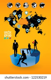 World map and business team