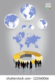 World map and business team