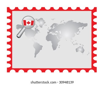 World map with canadian flag