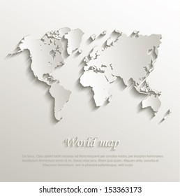 World map card paper 3D natural vector
