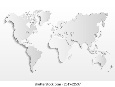 World map card paper natural.Vector illustration
