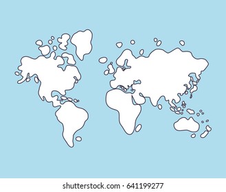 World map cartoon doodle.