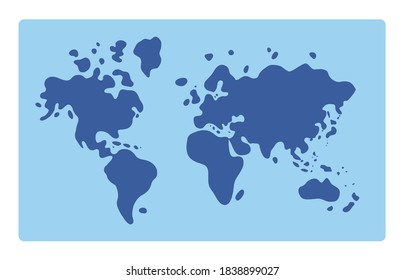 World Map Cartoon Flat Vector Illustration