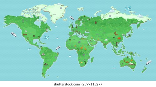 World map cartoon vector editable