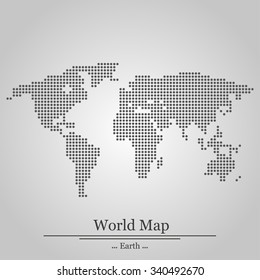 World map with circles on grey  background