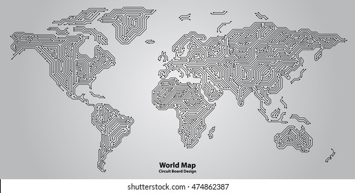World Map Circuit Board Design