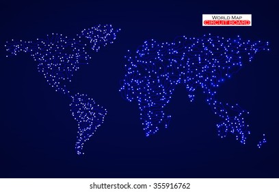 World Map. Circuit board. Technology background. Vector illustration. Eps 10