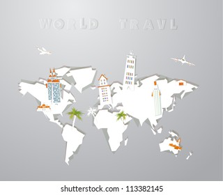 world map and cities