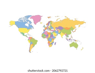 World map color line element. Border of the country. UI UX GUI design element. Editable stroke.