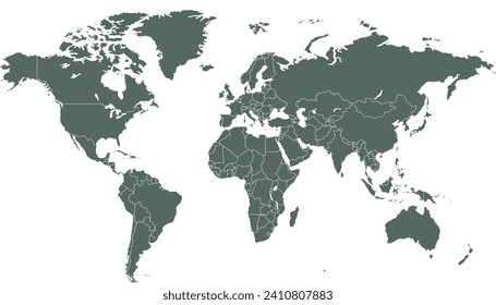 World map. Color modern vector map. Silhouette map