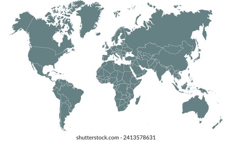 Mapa mundial. Mapa vectorial moderno de color. Mapa de silueta	