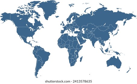 Mapa mundial. Mapa vectorial moderno de color. Mapa de silueta	