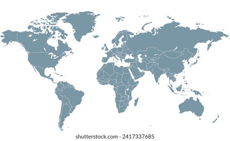 World map. Color modern vector map. Silhouette map.	