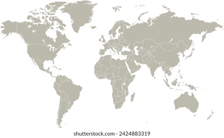World map. Color modern vector map. Silhouette map