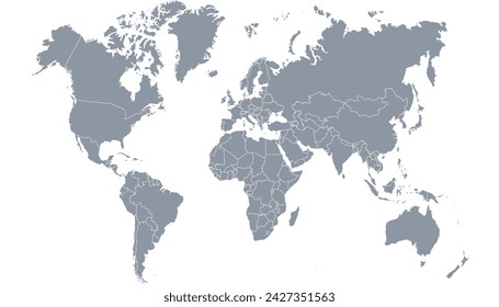 Mapa del mundo. Mapa vectorial moderno en color. Mapa de silueta.	