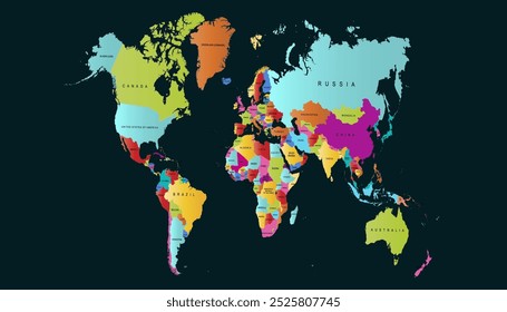 World map. Color modern vector map. Silhouette map.