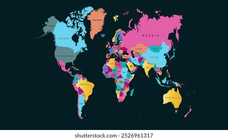 Mapa do mundo. Mapa de vetor moderno de cores. Mapa da silhueta.