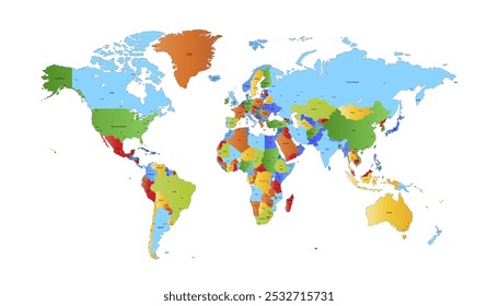 Mapa do mundo. Mapa de vetor moderno de cores. Mapa da silhueta.
