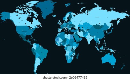 World map. Color modern vector map. Silhouette map.