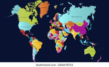 World map. Color modern vector map. Silhouette map.