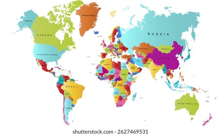 World map. Color modern vector map. Silhouette map.	