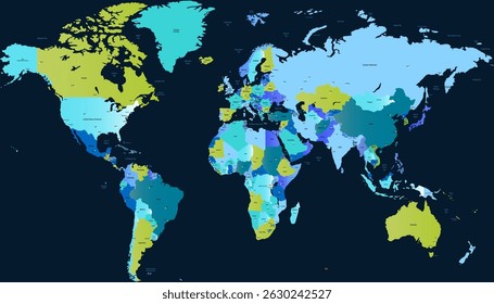 World map. Color modern vector map. Silhouette map.	