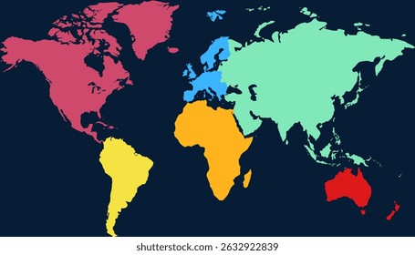 World map. Color modern vector map. Silhouette map.	