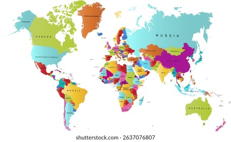 World map. Color modern vector map. Silhouette.