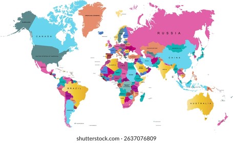 World map. Color modern vector map. Silhouette.
