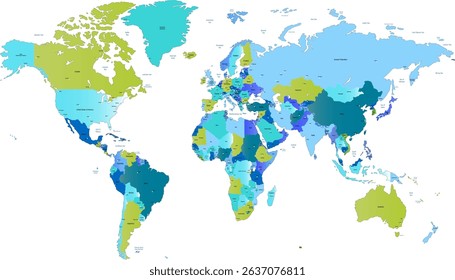 World map. Color modern vector map. Silhouette.