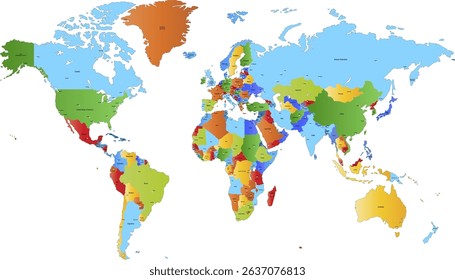 World map. Color modern vector map. Silhouette.