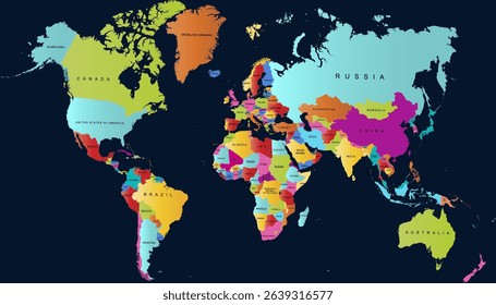 World map. Color modern vector map.