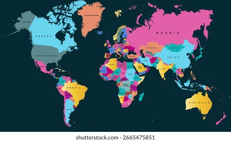 Mapa do mundo. Mapa de vetor moderno de cores. Silhueta.