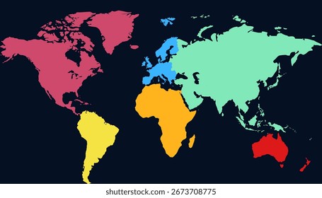 Mapa do mundo. Mapa de vetor moderno de cores.
