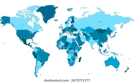 Mapa do mundo. Mapa de vetor moderno de cores.