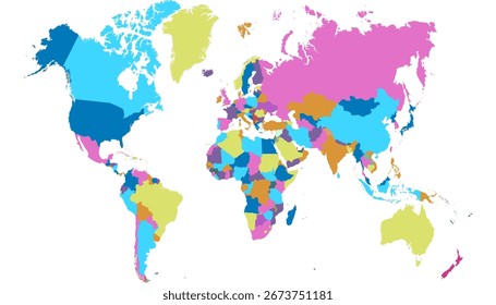 World map. Color modern vector map.