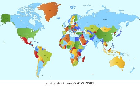 Mapa mundial. Mapa de Vector moderno en color. Silueta.