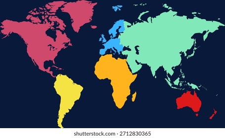 Mapa mundial. Mapa de Vector moderno en color. Silueta.