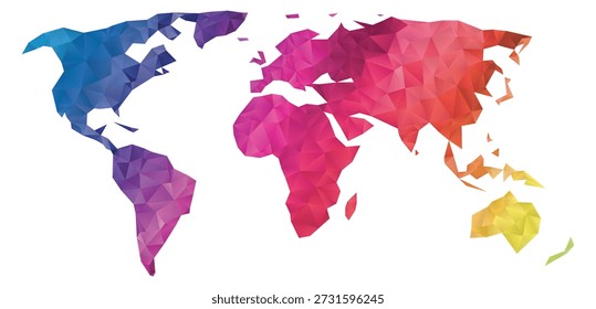 World map in color polygon style. Creative global geography