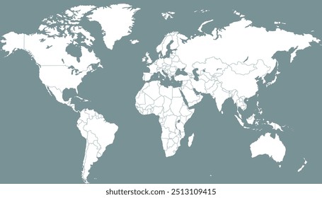 World map. Color map. Silhouette map
