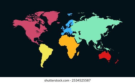 World map. Color map. Silhouette 
