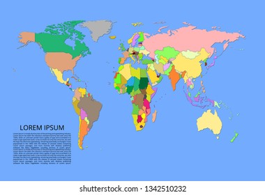World map. Color vector image of a global map of the world. Easy to edit