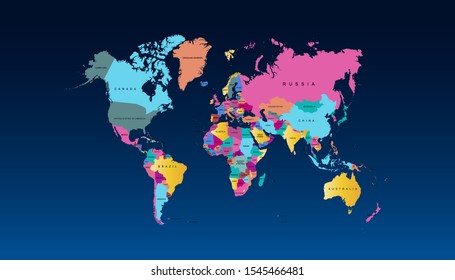 World Map Color Vector Modern Stock Vector (Royalty Free) 1545466481 ...