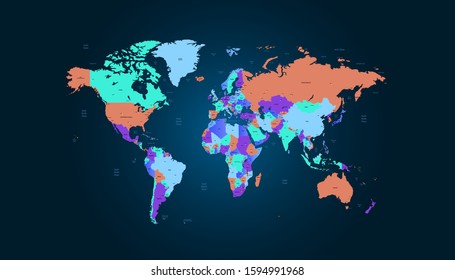 World map color vector modern