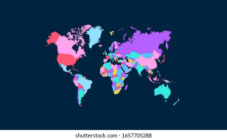 World map, color, vector modern map.