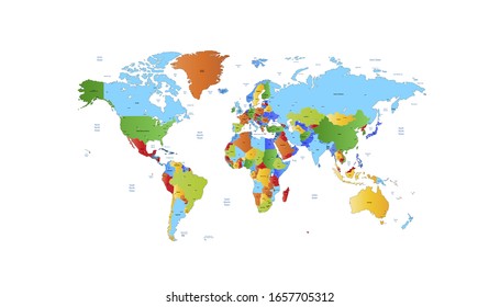 World map, color, vector modern map.