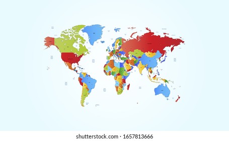 World map, color vector, modern map
