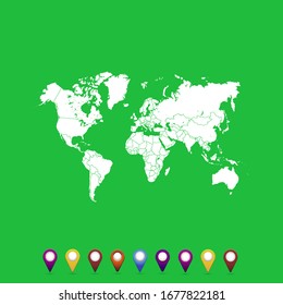 World map color vector modern