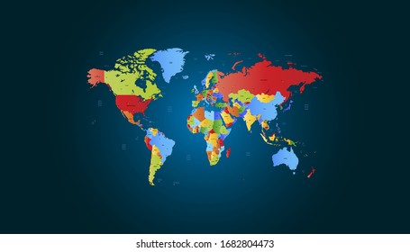 Mapa mundial. color. vectorial moderno.