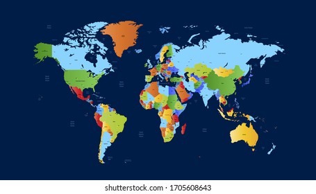 World Map Color Vector Modern Stock Vector (Royalty Free) 1609728649